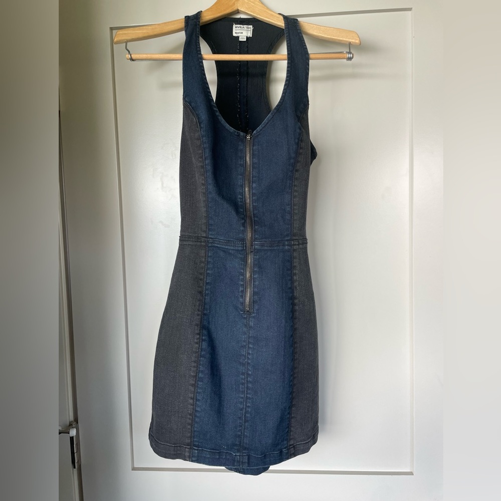 RVCA Front-Zip, Backless, Denim Dress